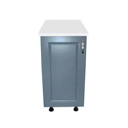 Corp inferior cu 1 Usa Zebra, Alb / MDF Albastru, si blat Alb 40 x 85 x 60