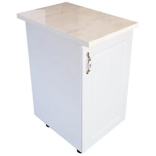 Corp inferior cu 1 usa Zebra, Alb/MDF Alb mat, cu blat Travertin, 40 x 85 x 60 cm