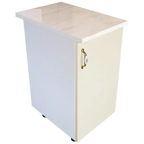 Corp inferior cu 1 usa Zebra, Alb/MDF Vanilie, cu blat Travertin, 40 x 85 x 60 cm