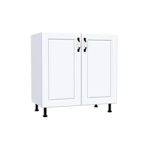 Corp inferior cu 2 usi 80 cm Zebra, Alba/MDF Alb Lucios, fara blat 80 x 82 x 50