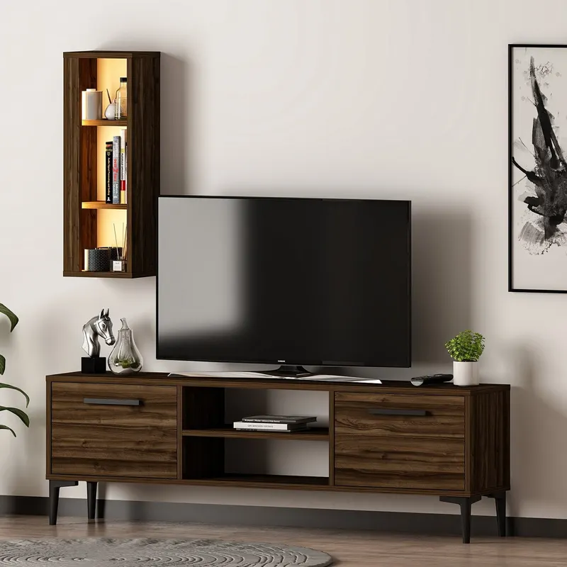 Comodă TV Bien, Diverse culori, 150x30x48 cm - Nuc