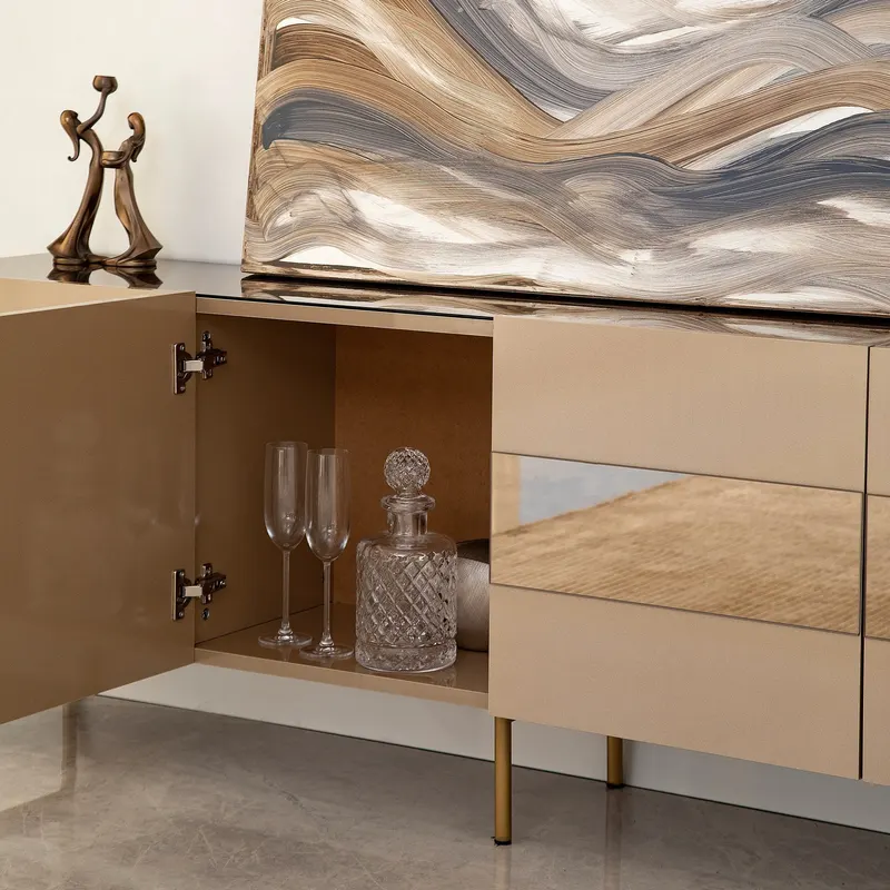 Comodă TV Leon, Diverse culori, 180x35x59 cm - Bronz - Auriu