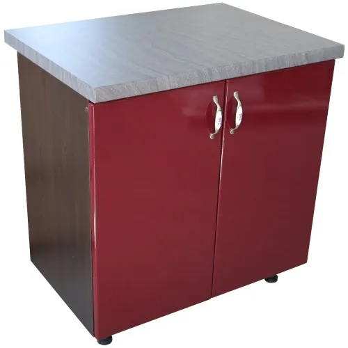 Masca pentru chiuveta cu 2 usi 80 cm Zebra, wenge/MDF Rosu, cu blat Beton, 80 x 85 x 60 cm