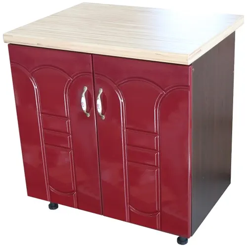 Masca pentru chiuveta cu 2 usi 80 cm Zebra, wenge/MDF Rosu Tulip, cu blat Artar, 80 x 85 x 60 cm