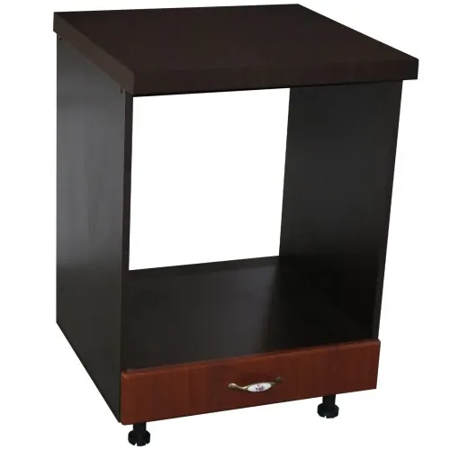 Corp pentru cuptor incorporabil cu sertar Zebra, Wenge/MDF Cedru, cu blat Negru, 60 x 85 x 60 cm