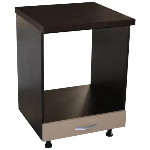 Corp pentru cuptor incorporabil cu sertar Zebra, Wenge/Cappuccino, cu blat negru, 60 x 85 x 60 cm