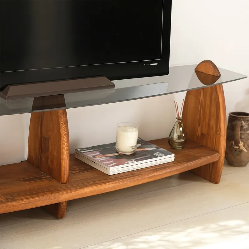 Comodă TV Surf, Diverse culori, 160x35x45 cm - Castaniu - Fumuriu