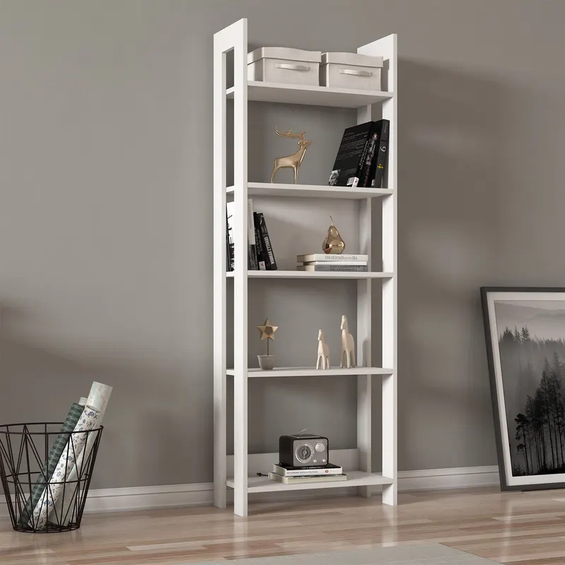 Bibliotecă Country, Diverse culori, 64x30x180 cm - Alb
