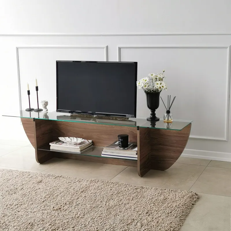 Comodă TV Lily TV, Diverse culori, 158x35x40 cm - Nuc