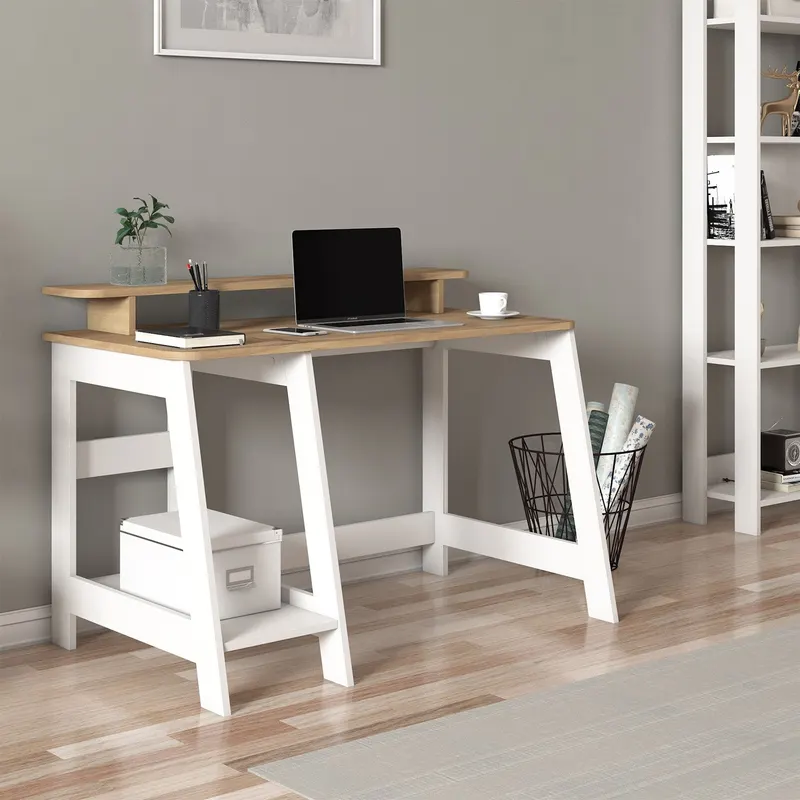 Birou Country, Diverse culori, 120x60x73 cm - Alb - Stejar