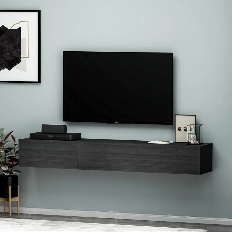 Comodă TV Terra, Diverse culori, 180x31x26 cm - Negru