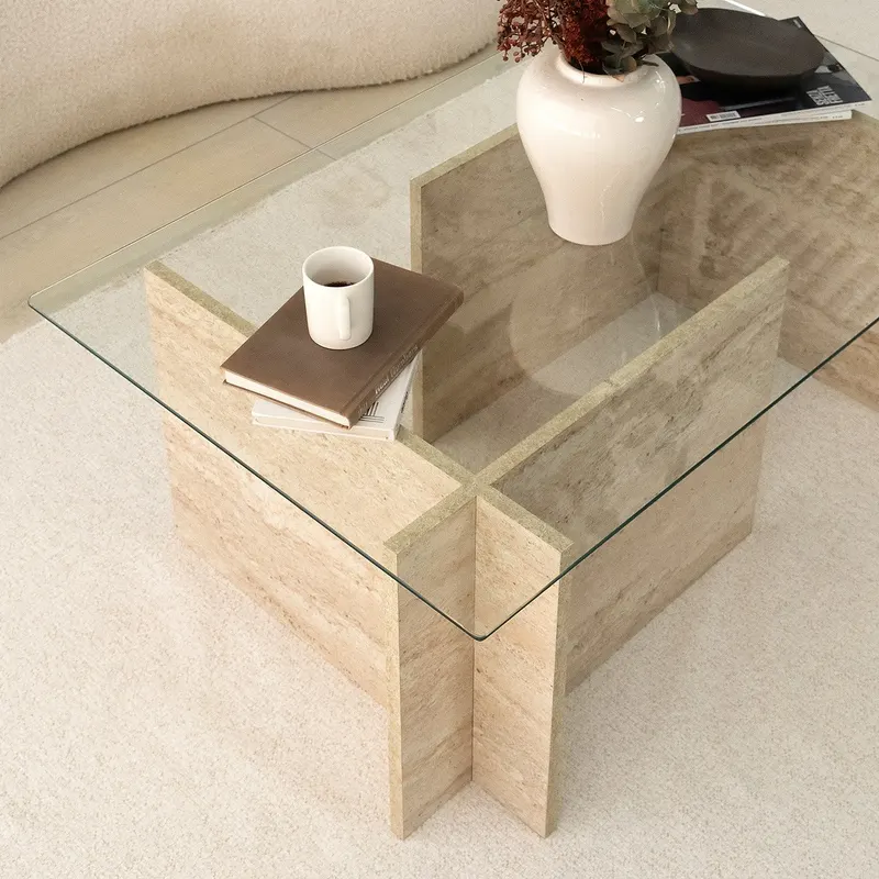 Măsuță de cafea New Escape, Diverse culori, 105x65x40 cm - Travertin
