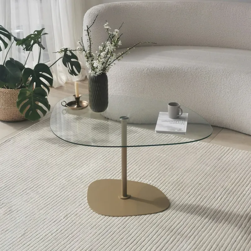 Măsuță de cafea Soho, Diverse culori, 85x67x40 cm - Transparent - Auriu