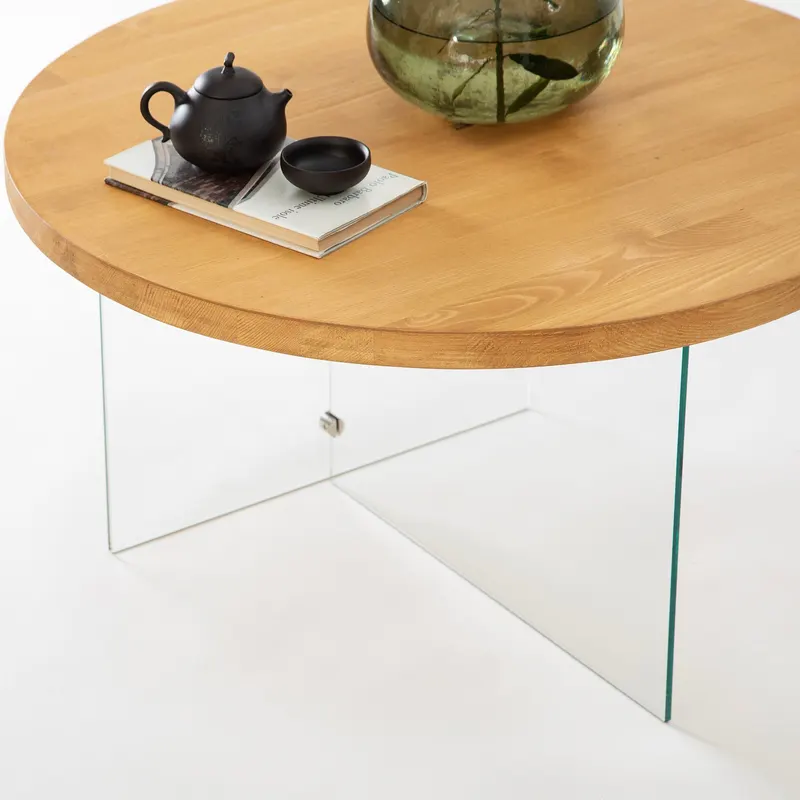 Măsuță de cafea Serenity, Diverse culori - Transparent - Stejar