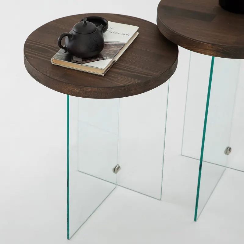 Măsuță de cafea Serenity 2, Diverse culori - Transparent - Nuc