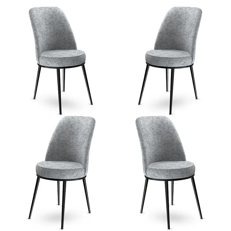 Set de scaune Dexa, Diverse culori, Diverse configurații, 45x42x89 cm - Gri - Negru / 4 bucăți