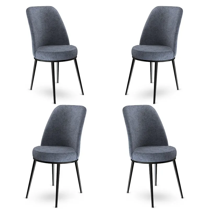 Set de scaune Dexa, Diverse culori, Diverse configurații, 45x42x89 cm - Fumuriu - Negru / 4 bucăți