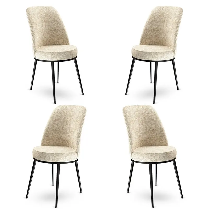 Set de scaune Dexa, Diverse culori, Diverse configurații, 45x42x89 cm - Crem - Negru / 4 bucăți