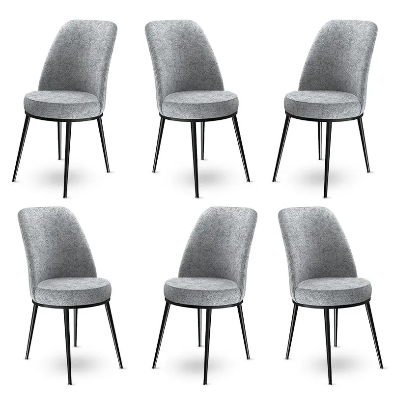 Set de scaune Dexa, Diverse culori, Diverse configurații, 45x42x89 cm - Gri - Negru / 6 bucăți