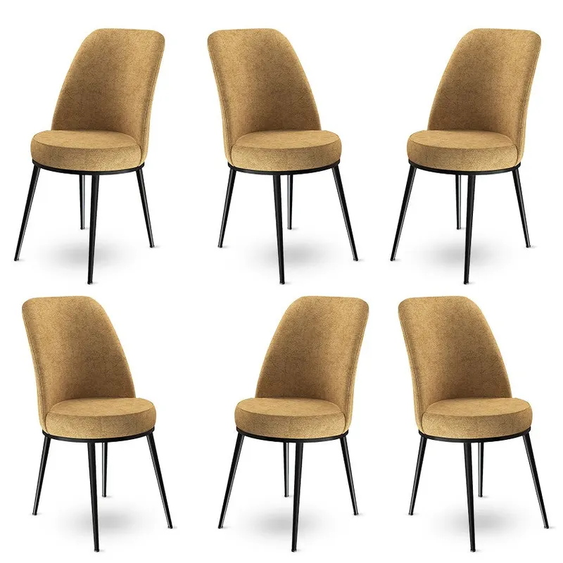 Set de scaune Dexa, Diverse culori, Diverse configurații, 45x42x89 cm - Cappuccino - Negru / 6 bucăți