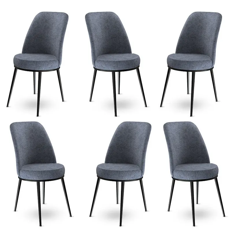 Set de scaune Dexa, Diverse culori, Diverse configurații, 45x42x89 cm - Fumuriu - Negru / 6 bucăți