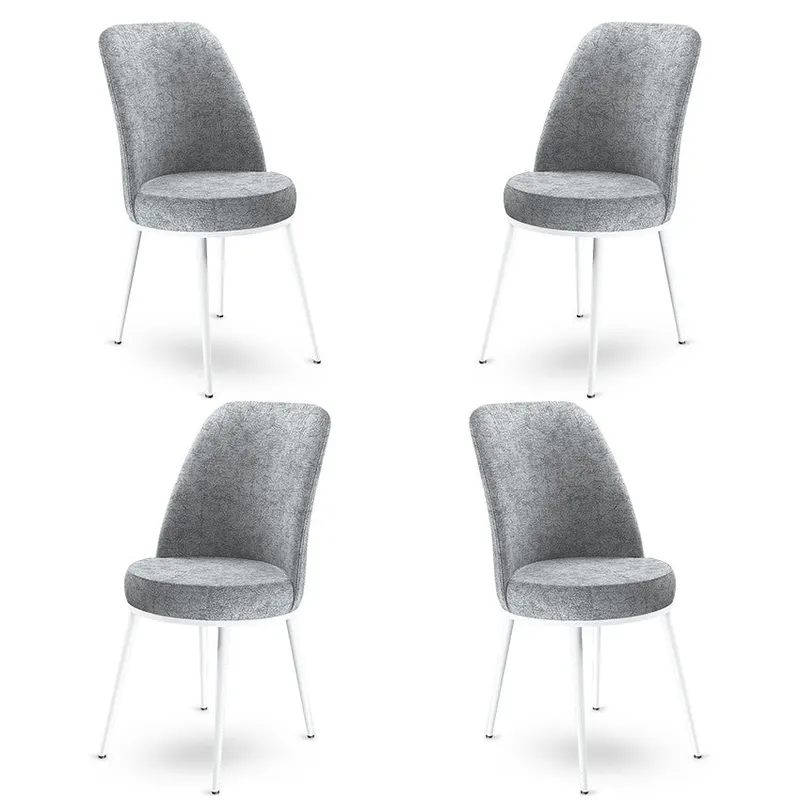 Set de scaune Dexa, Diverse culori, Diverse configurații, 45x42x89 cm - Gri - Alb / 4 bucăți