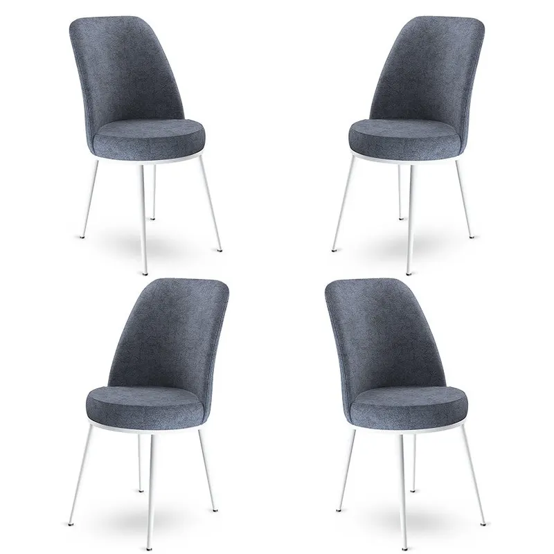 Set de scaune Dexa, Diverse culori, Diverse configurații, 45x42x89 cm - Fumuriu - Alb / 4 bucăți