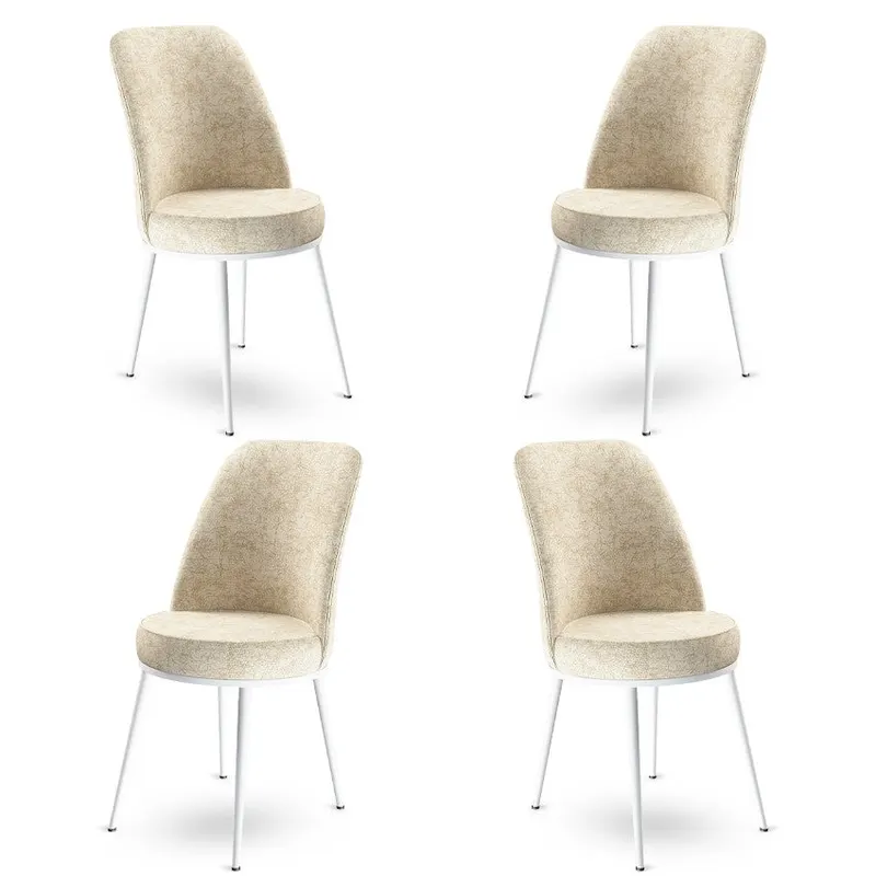 Set de scaune Dexa, Diverse culori, Diverse configurații, 45x42x89 cm - Crem - Alb / 4 bucăți