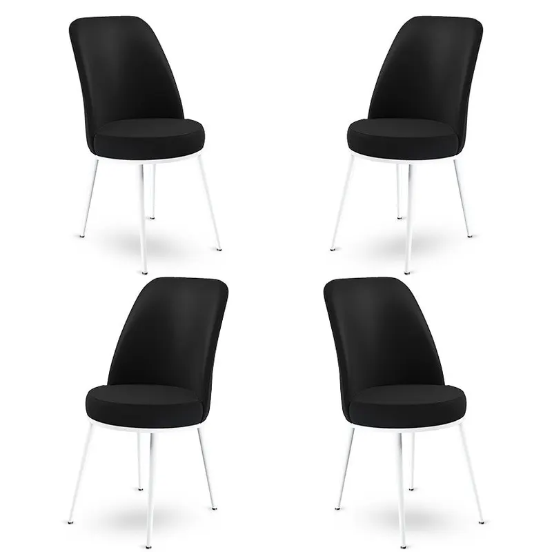 Set de scaune Dexa, Diverse culori, Diverse configurații, 45x42x89 cm - Negru - Alb / 4 bucăți
