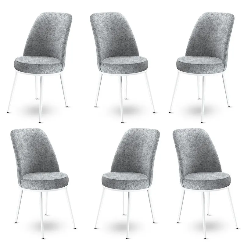 Set de scaune Dexa, Diverse culori, Diverse configurații, 45x42x89 cm - Gri - Alb / 6 bucăți