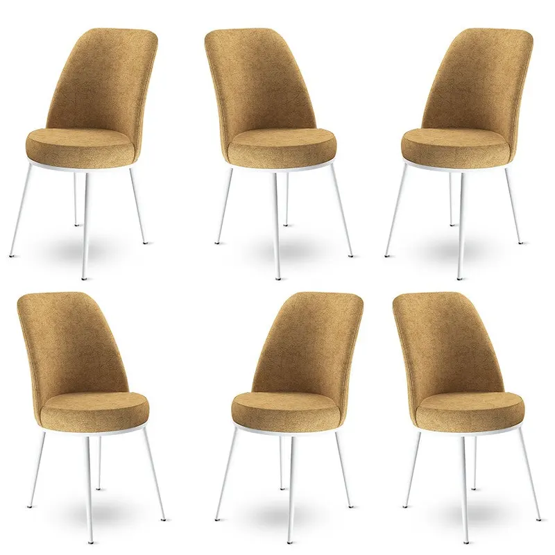 Set de scaune Dexa, Diverse culori, Diverse configurații, 45x42x89 cm - Cappuccino - Alb / 6 bucăți