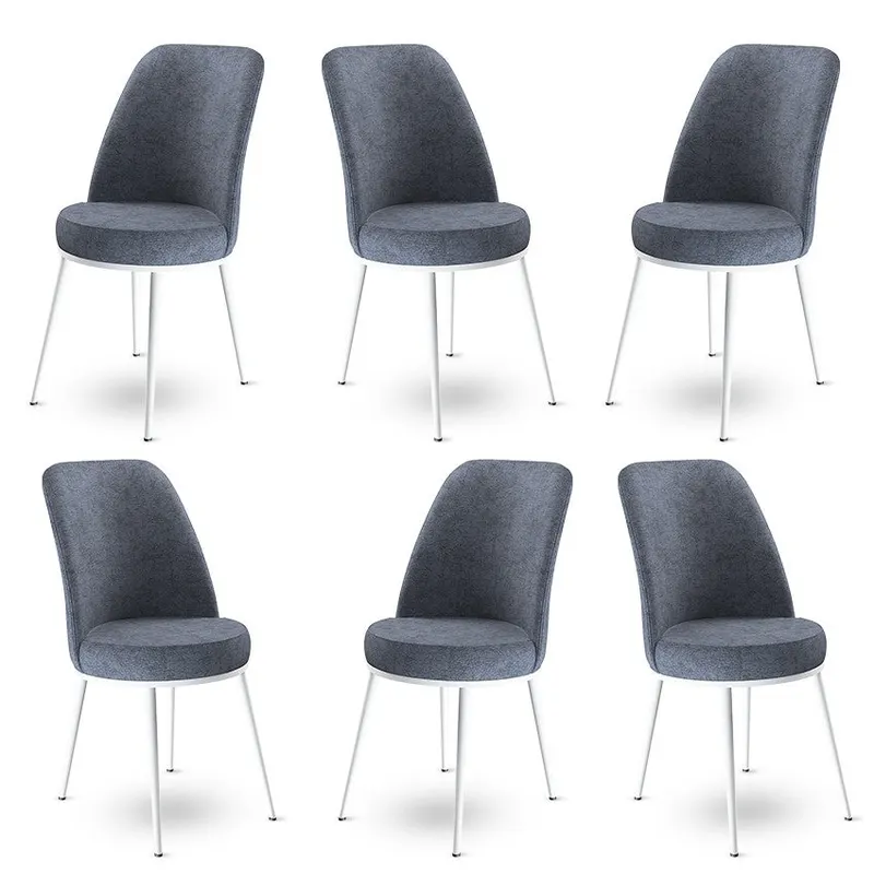 Set de scaune Dexa, Diverse culori, Diverse configurații, 45x42x89 cm - Fumuriu - Alb / 6 bucăți