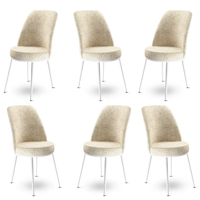 Set de scaune Dexa, Diverse culori, Diverse configurații, 45x42x89 cm - Crem - Alb / 6 bucăți