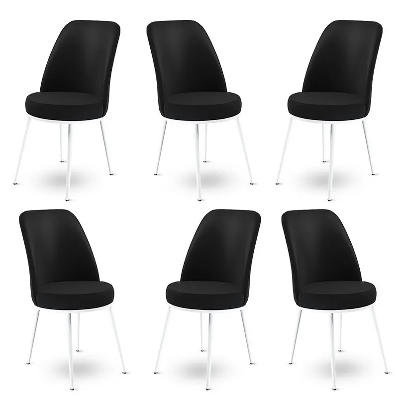 Set de scaune Dexa, Diverse culori, Diverse configurații, 45x42x89 cm - Negru - Alb / 6 bucăți