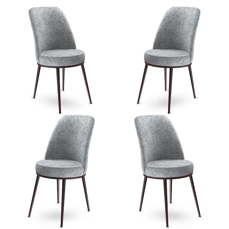 Set de scaune Dexa, Diverse culori, Diverse configurații, 45x42x89 cm - Gri - Maro / 4 bucăți