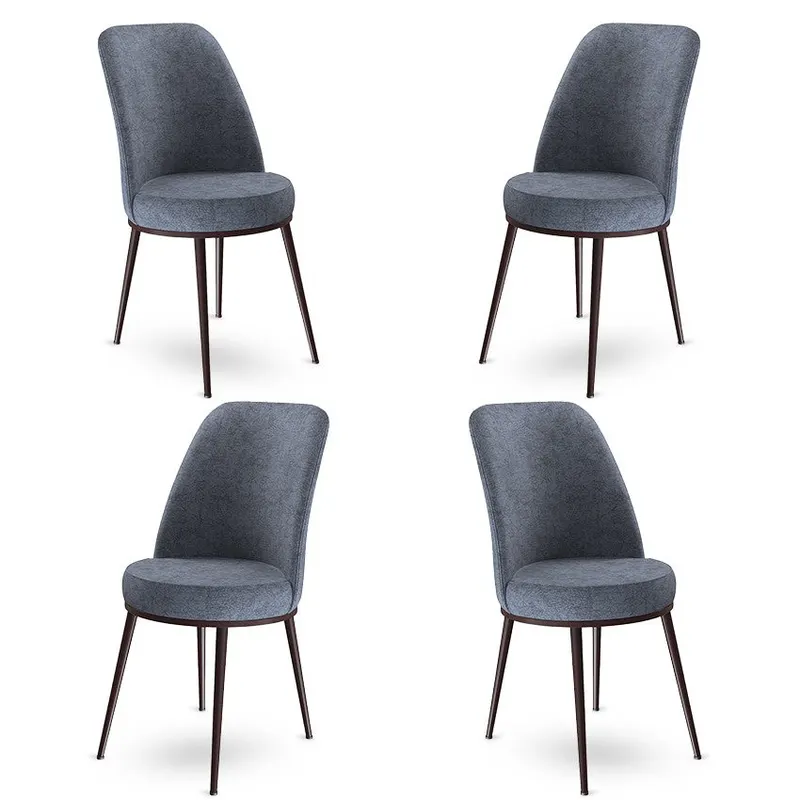Set de scaune Dexa, Diverse culori, Diverse configurații, 45x42x89 cm - Fumuriu - Maro / 4 bucăți