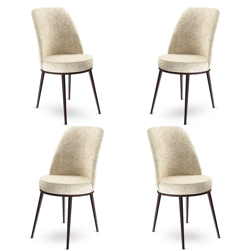 Set de scaune Dexa, Diverse culori, Diverse configurații, 45x42x89 cm - Crem - Maro / 4 bucăți