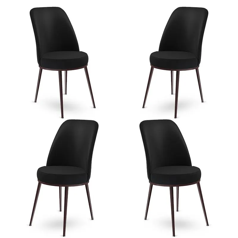 Set de scaune Dexa, Diverse culori, Diverse configurații, 45x42x89 cm - Negru - Maro / 4 bucăți