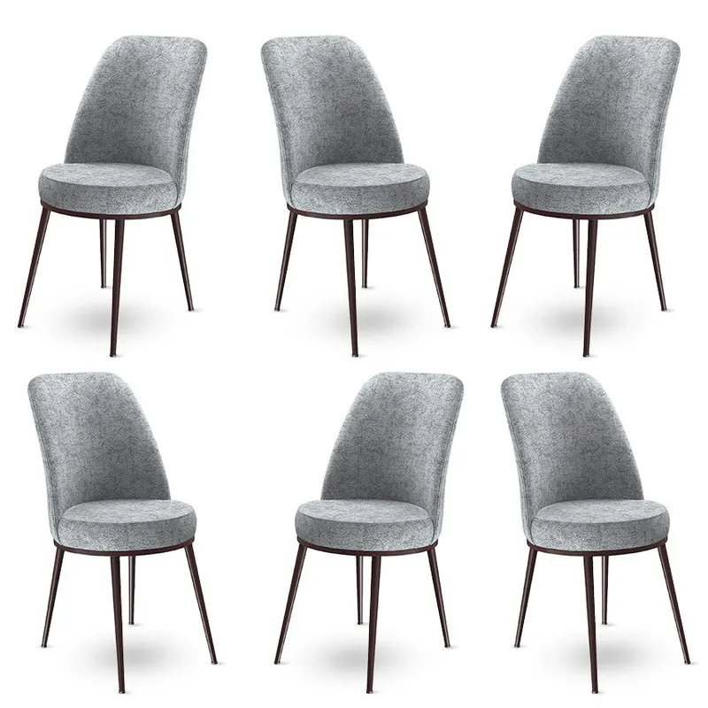 Set de scaune Dexa, Diverse culori, Diverse configurații, 45x42x89 cm - Gri - Maro / 6 bucăți