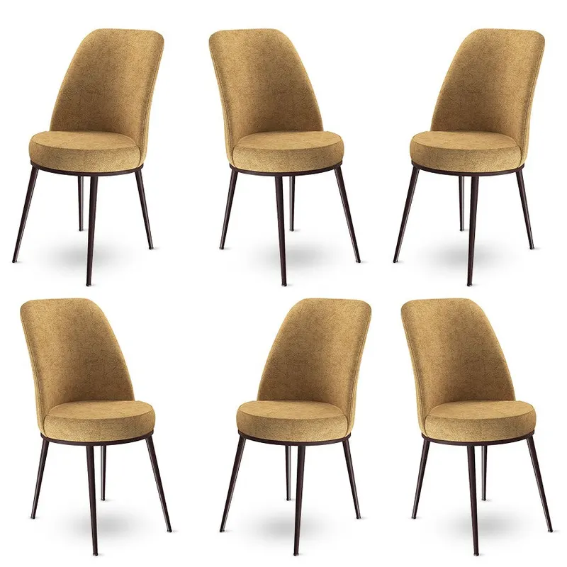 Set de scaune Dexa, Diverse culori, Diverse configurații, 45x42x89 cm - Cappuccino - Maro / 6 bucăți