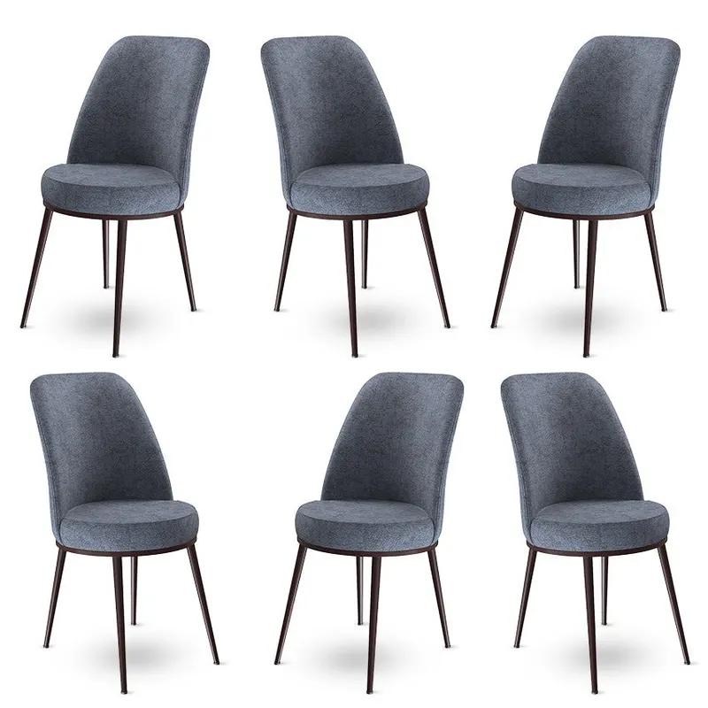 Set de scaune Dexa, Diverse culori, Diverse configurații, 45x42x89 cm - Fumuriu - Maro / 6 bucăți