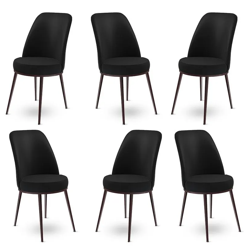 Set de scaune Dexa, Diverse culori, Diverse configurații, 45x42x89 cm - Negru - Maro / 6 bucăți