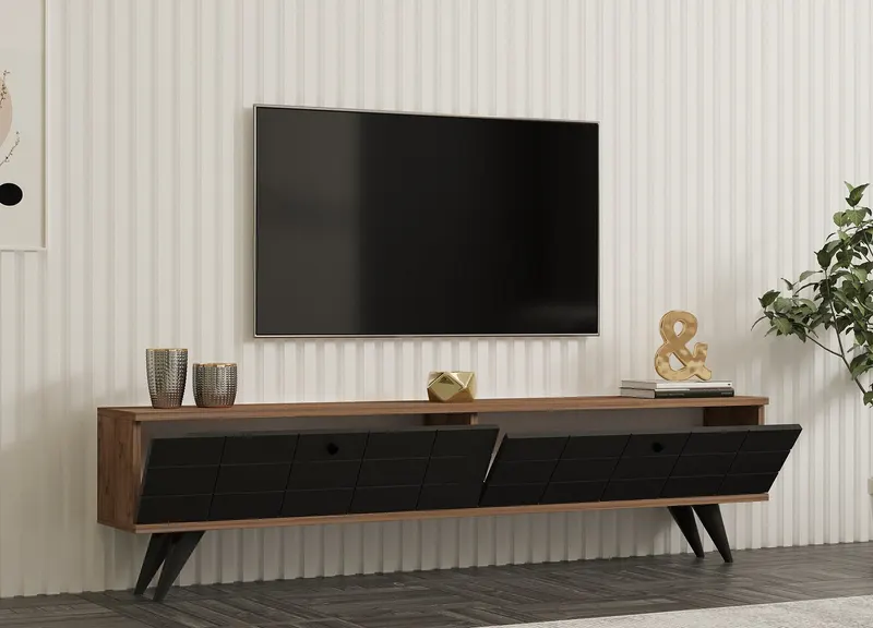 Comodă TV Alberi, Diverse culori, 160x25x35 cm - Pin atlantic - Antracite