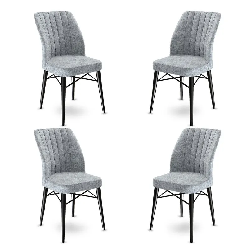 Set de scaune Flex, Diverse culori, Diverse configurații, 45x42x93 cm - Gri - Negru / 4 bucăți