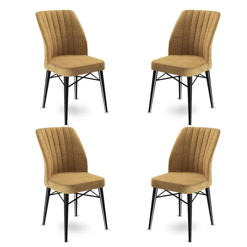 Set de scaune Flex, Diverse culori, Diverse configurații, 45x42x93 cm - Cappuccino - Negru / 4 bucăți