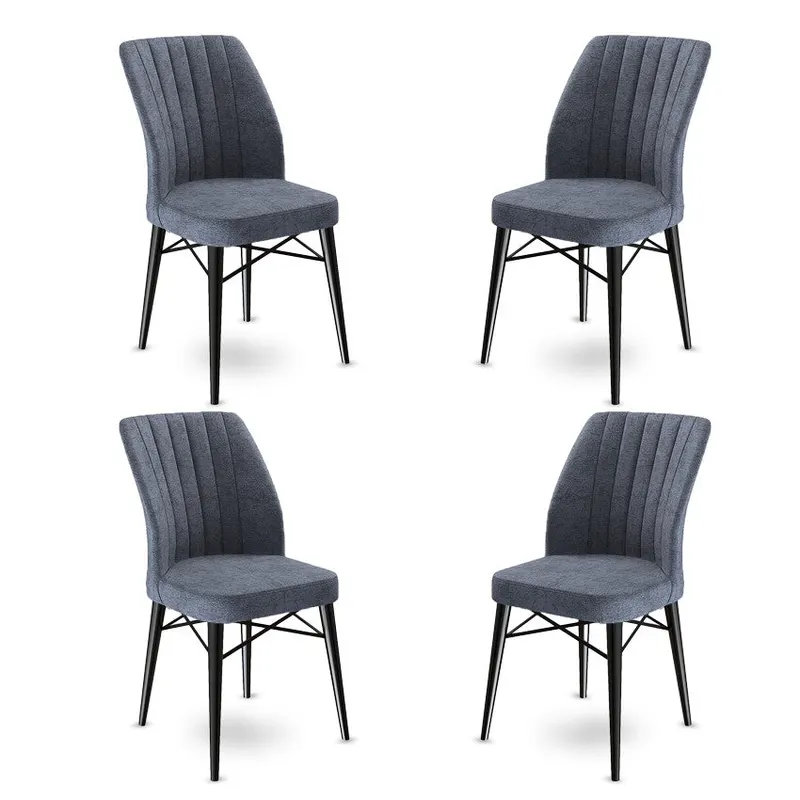 Set de scaune Flex, Diverse culori, Diverse configurații, 45x42x93 cm - Fumuriu - Negru / 4 bucăți