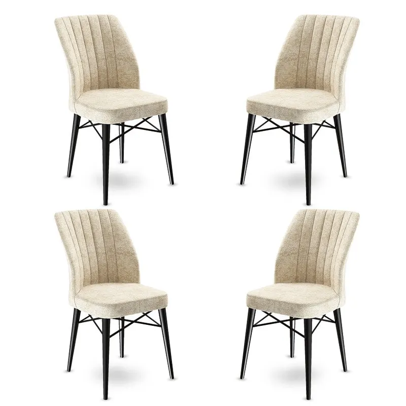 Set de scaune Flex, Diverse culori, Diverse configurații, 45x42x93 cm - Crem - Negru / 4 bucăți