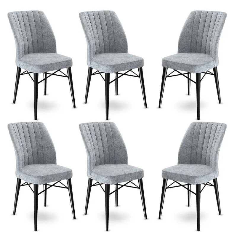Set de scaune Flex, Diverse culori, Diverse configurații, 45x42x93 cm - Gri - Negru / 6 bucăți