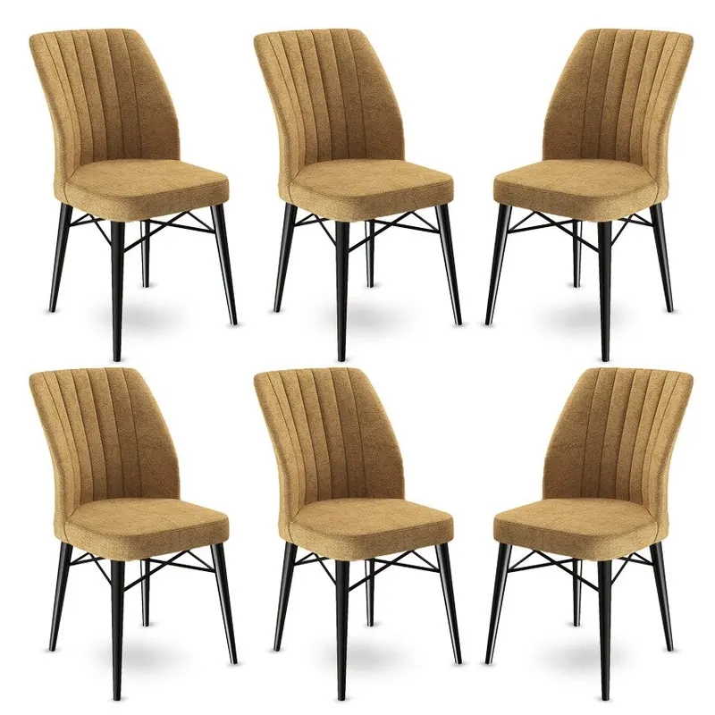 Set de scaune Flex, Diverse culori, Diverse configurații, 45x42x93 cm - Cappuccino - Negru / 6 bucăți