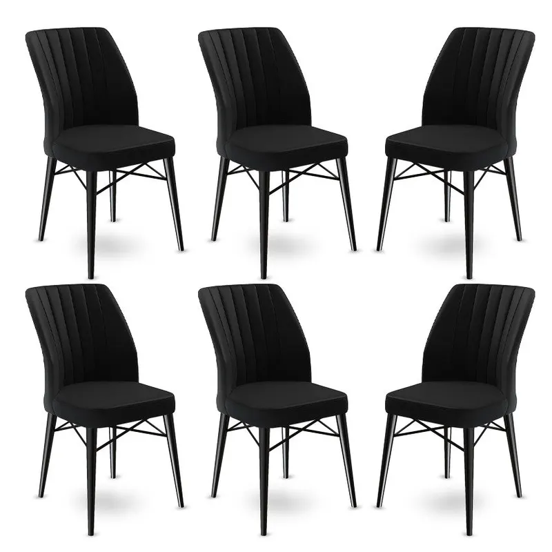 Set de scaune Flex, Diverse culori, Diverse configurații, 45x42x93 cm - Negru / 6 bucăți